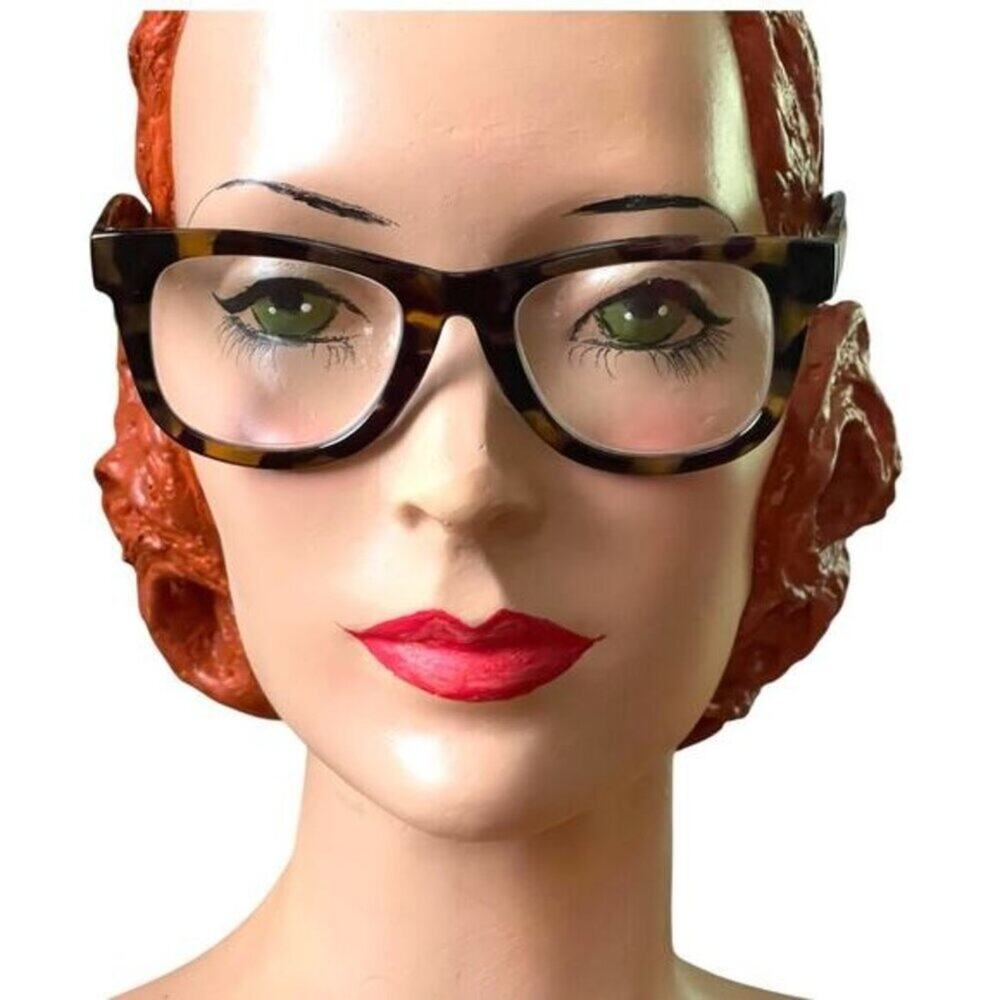Betsey Johnson+2.00 Reading Glasses Readers Square Brown Tortoise Preppy Retro